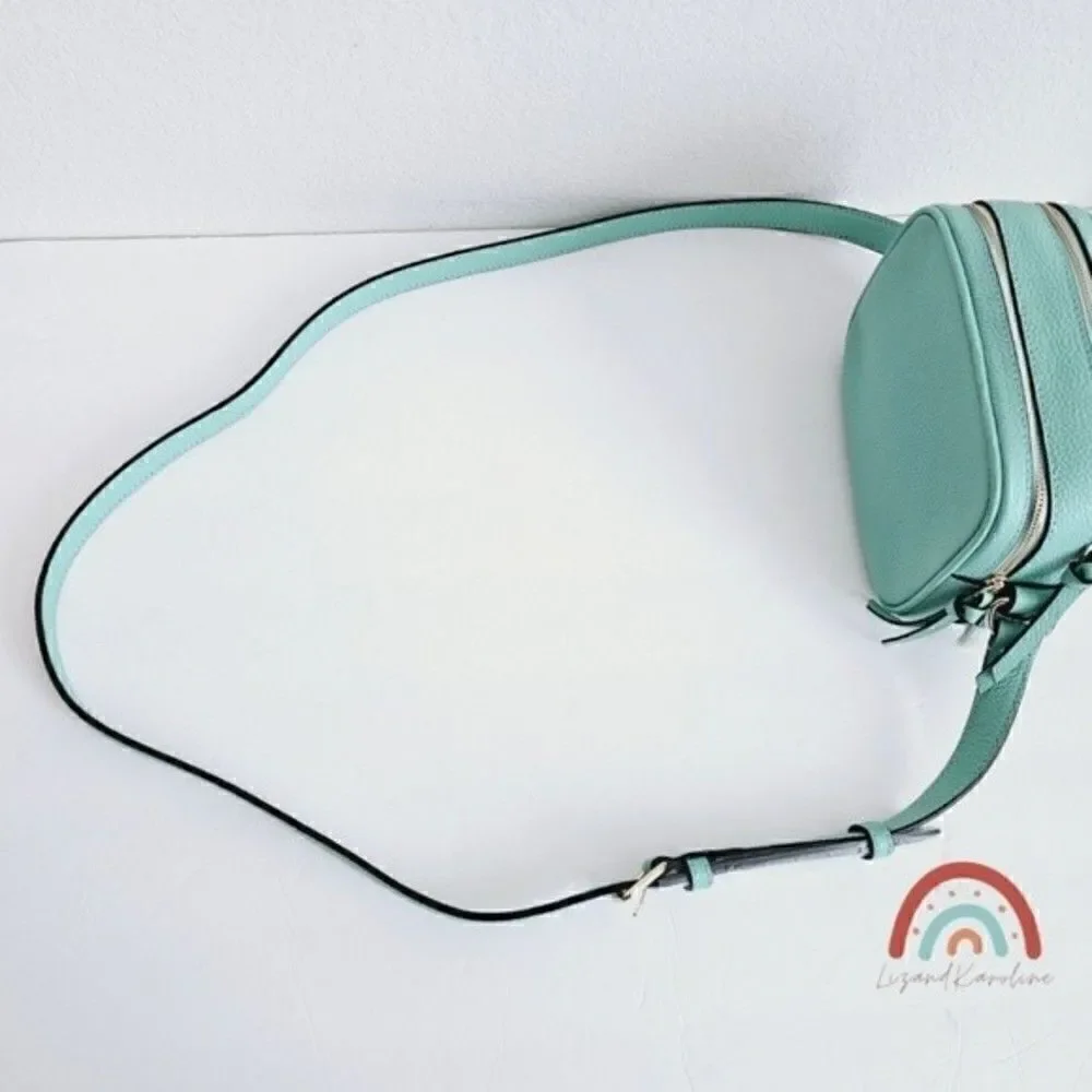 New! Kate Spade Pyper Mulberry Street Leather Aqua Bloom Camera Crossbody Bag